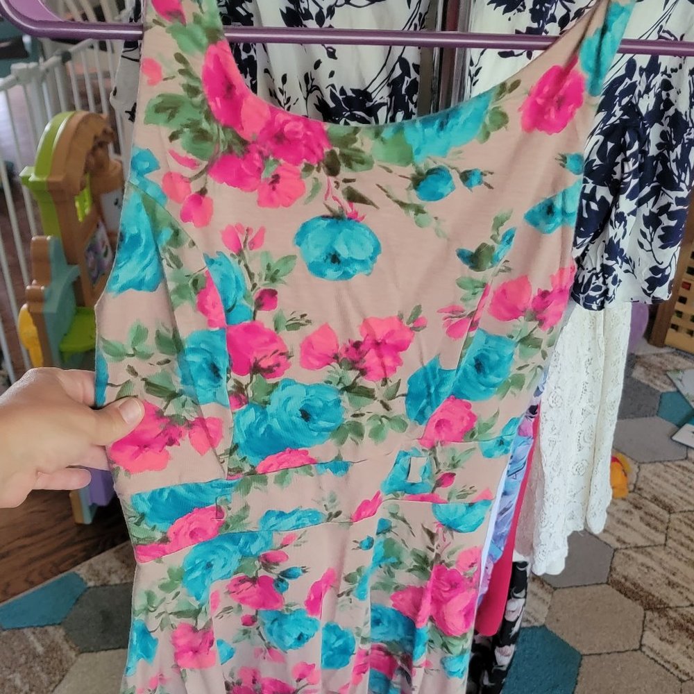 V-Back Floral Skater Dress